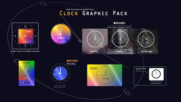 Real Time Clock Animation Pack - VideoHive 33784578
