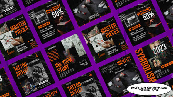 Tattoo Studio Social Posts Mogrt - VideoHive 50287104