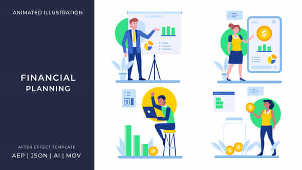 Financial Planning Animated Illustration After Effects - VideoHive 56534881