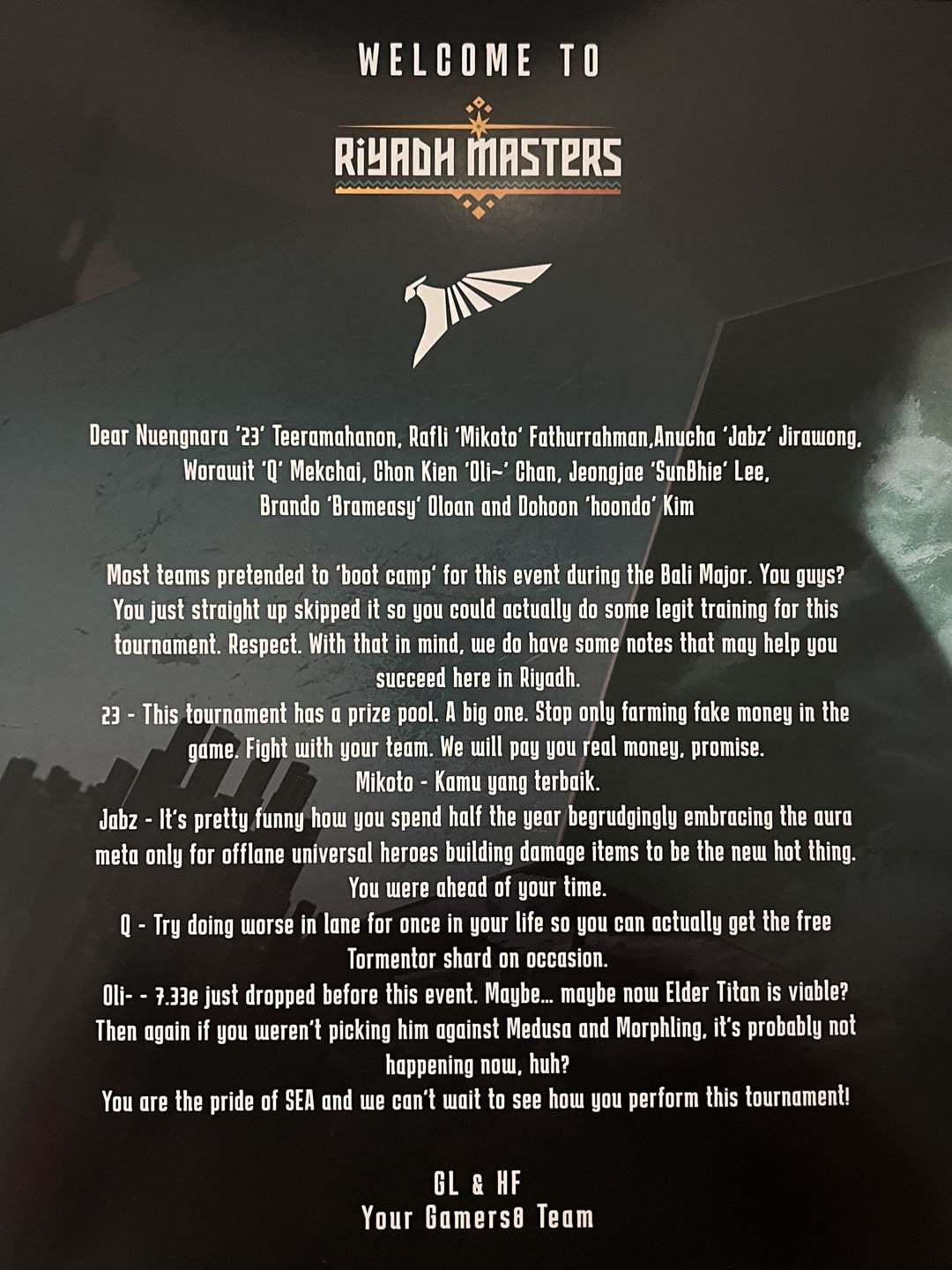 talon welcome card