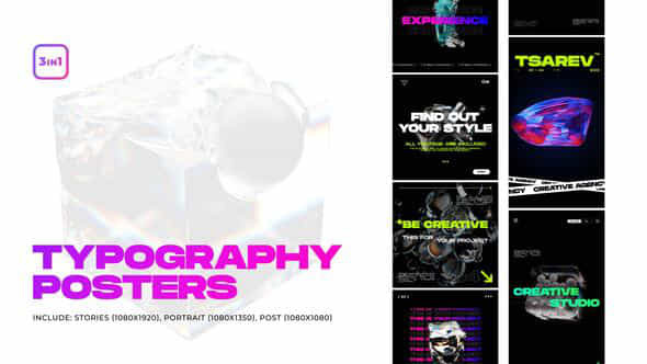 Typography Posters 3 In 1 - VideoHive 54449454