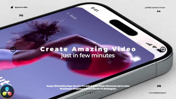 Modern App Promo Clean Promo Video Phone Mockup For Davinci Resolve - VideoHive 45343018