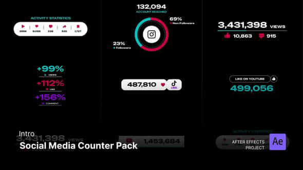 Counter Social Media Counter Pack After Effects Template - VideoHive 58499025