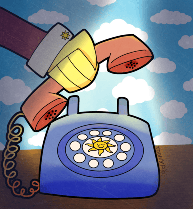 art of myself picking up a rotary phone