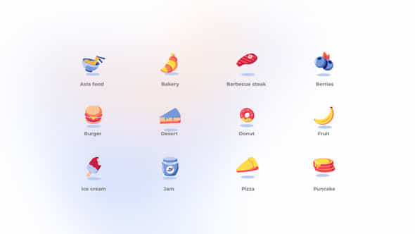 Food Flat Icons - VideoHive 48919514