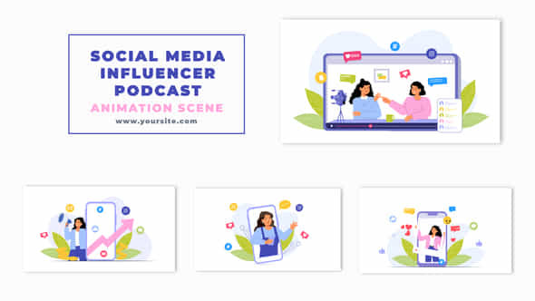 Social Media Influencer And Interview Podcast Animation Scene - VideoHive 47248982