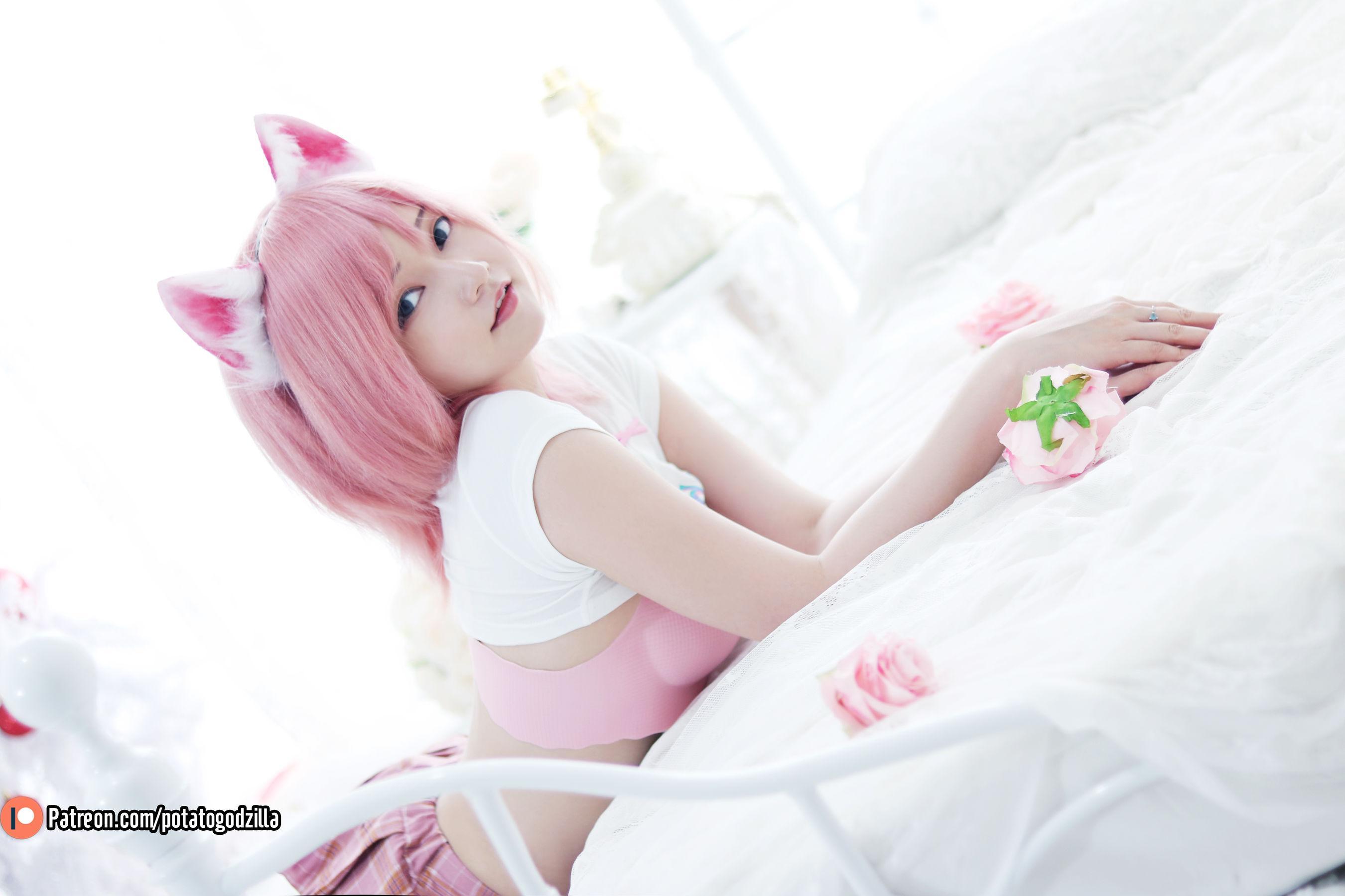 Coser小姐姐Potato Godzilla – Pink Casual 套图(3)