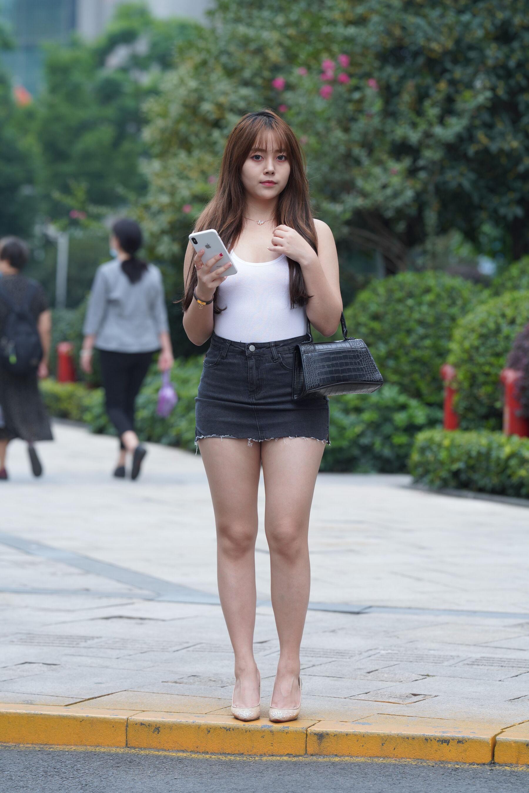 街拍 透明高跟热裤美女(435)