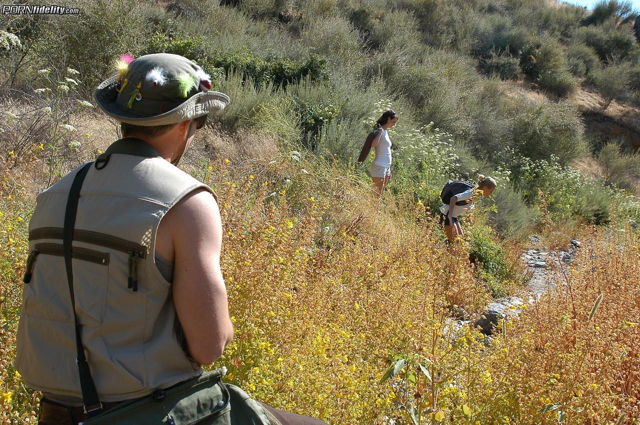 Dirty babes Katie Jordin and Nicole Aniston share stiff boner while hiking(5)