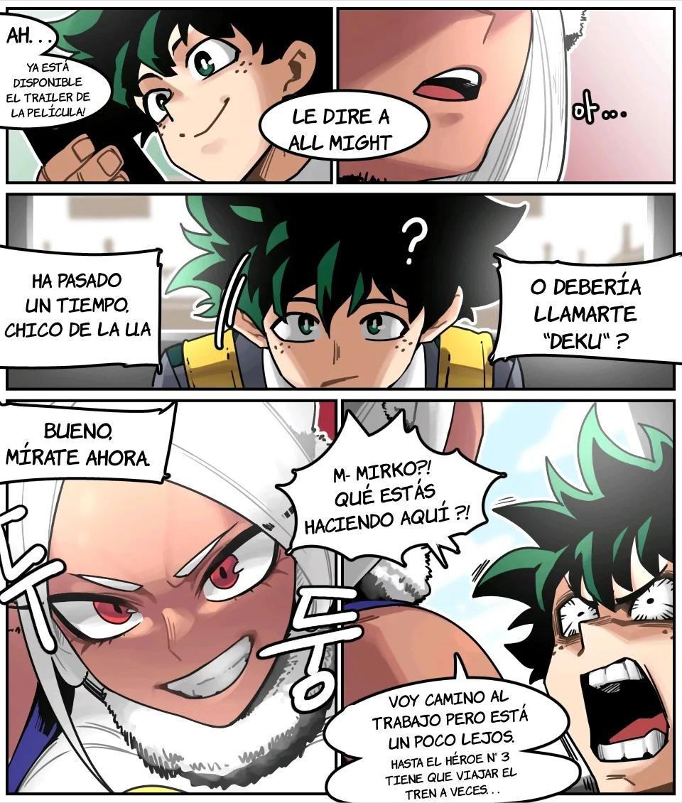 Deku encuentra a Mirko en un tren y se la folla - 0