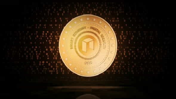 Neo altcoin cryptocurrency golden coin - VideoHive 32406795