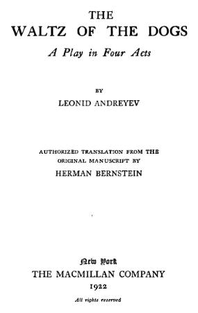 Andreyev, Leonid   Waltz of the Dogs (Macmillan, 1922)