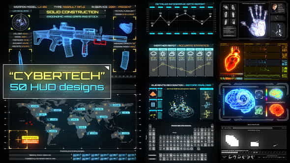 CyberTech HUD Infographic Pack - VideoHive 10581330