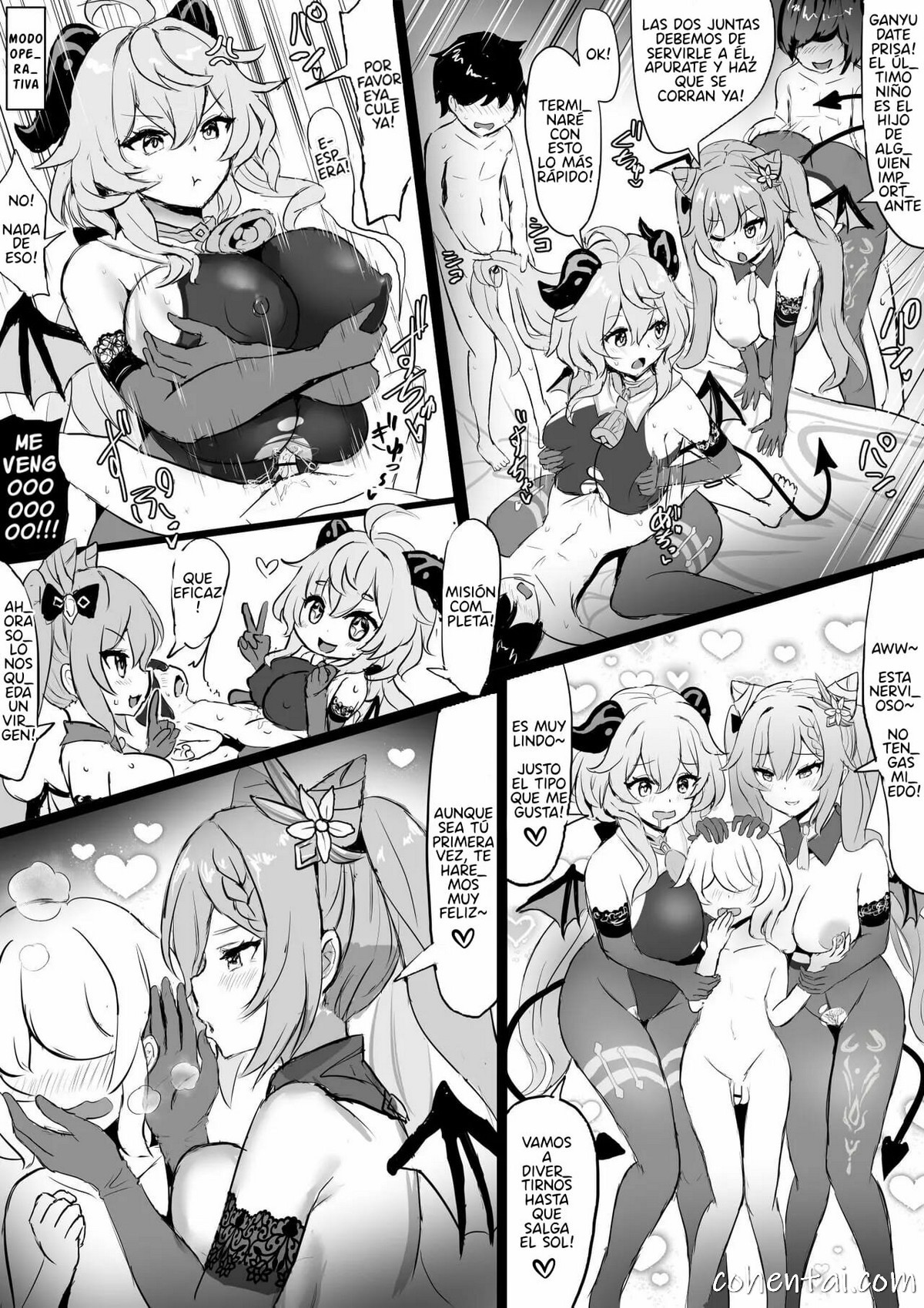 Succubus Keqing to Succubus Ganyu (Genshin Impact) xxx comics manga porno doujin hentai español sexo 