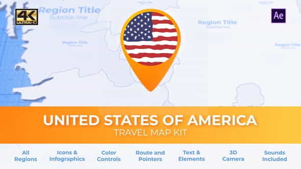 Travel Map USA - United - VideoHive 25922874