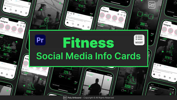 Fitness Social Media Info Cards For Premiere Pro - VideoHive 50502432