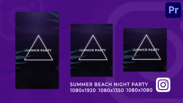 Tropical Summer Beach Night Party Instagram Reel - VideoHive 52044163