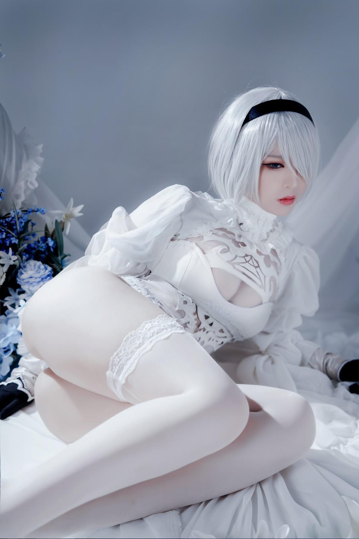 Cosplay 半半子 Automataヨルハ二号B型 白いドレス(39)