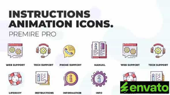 Instructions Help Animation Icons Mogrt - VideoHive 36748814