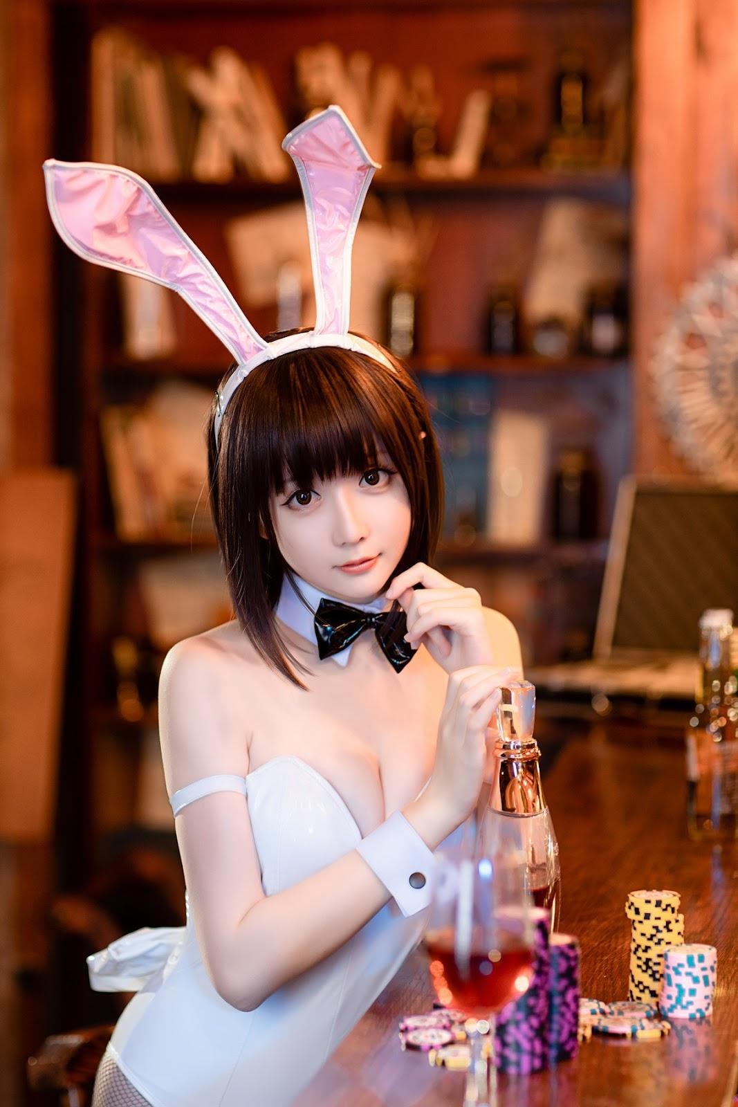 Cosplay 星之迟迟Hoshilily 加藤惠 兔女郎(26)