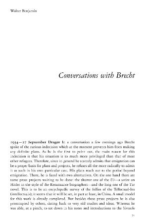 Benjamin, Walter   Conversations with Brecht (New Left Review 77, Jan Feb 1973)