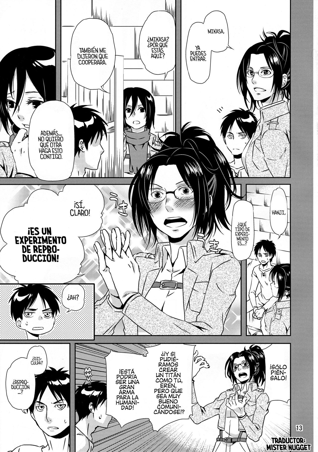 (FALL OF WALL2) [Ichinichi Sanjou (Jinguu Kozue)] Koui no Saichuu mo Muffler wa Kanarazu Chakuyou no Koto (Shingeki no Kyojin)  [Spanish] [Mister Nugget]