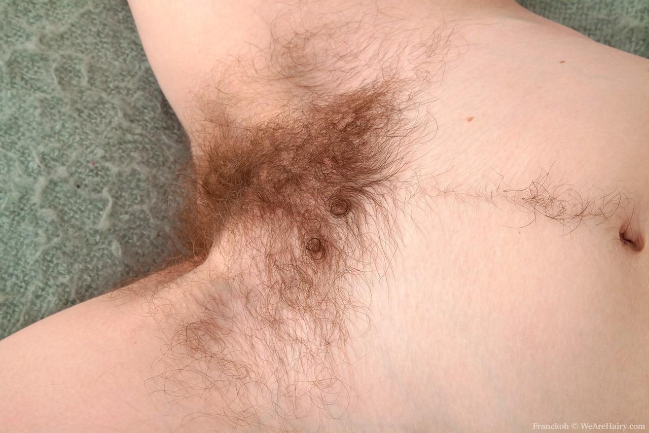 Amateur model Franckoh frees her hairy bush from white cotton panties(15)