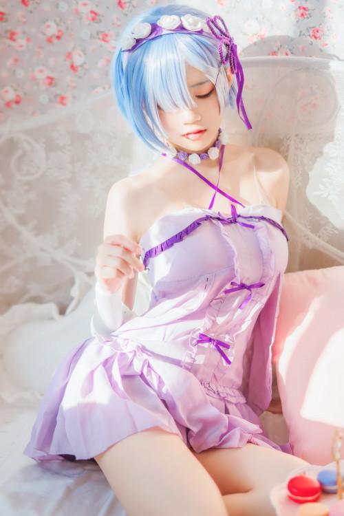 Cosplay 桜桃喵 蕾姆睡裙