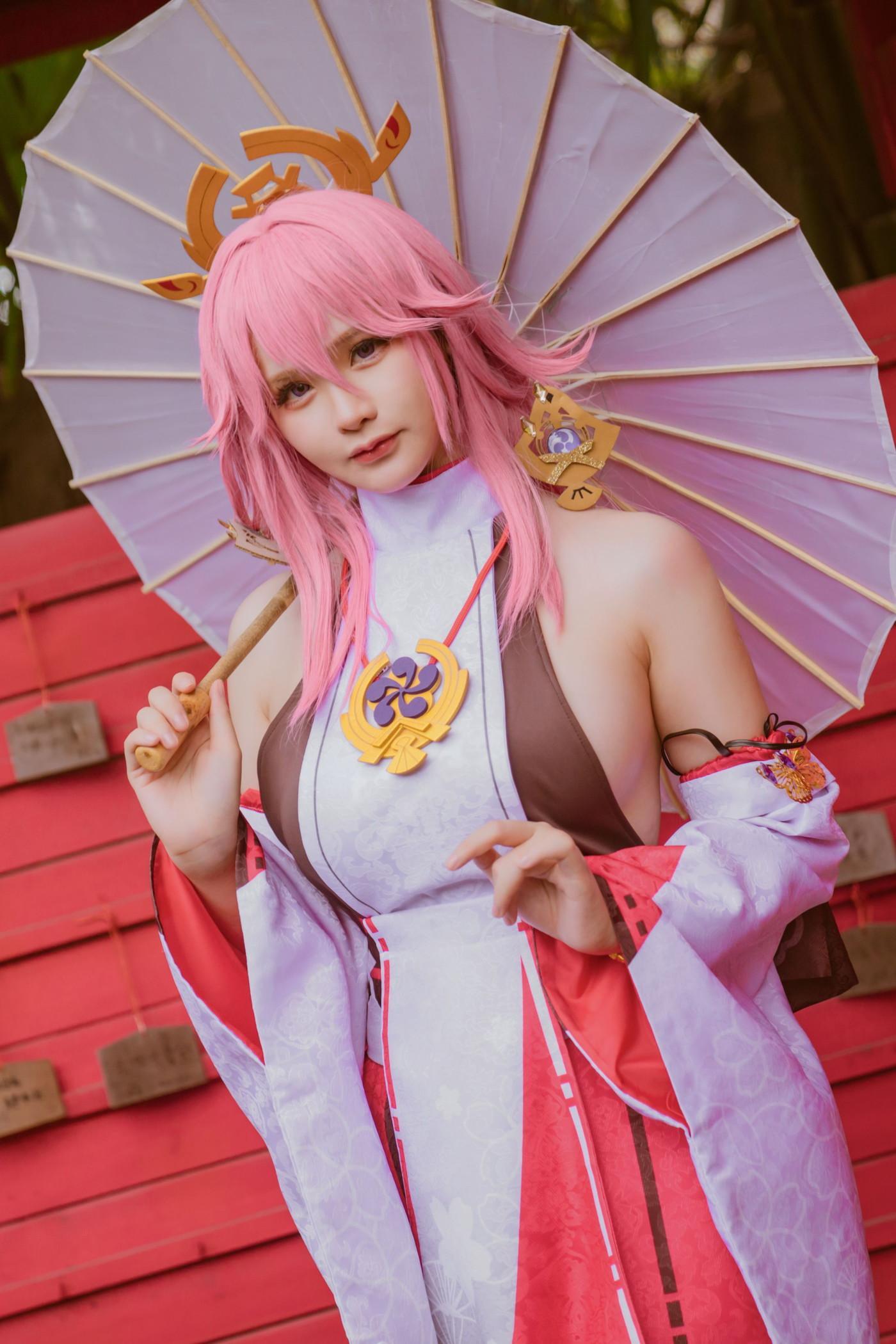 Cosplay 前羽_rr 原神 八重神子(7)