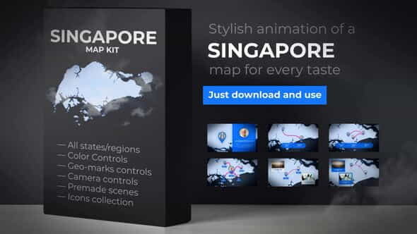 Singapore Animated Map - Republic - VideoHive 24310673