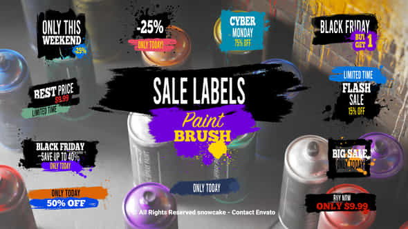 Sale Labels Paint Brush - VideoHive 51654377