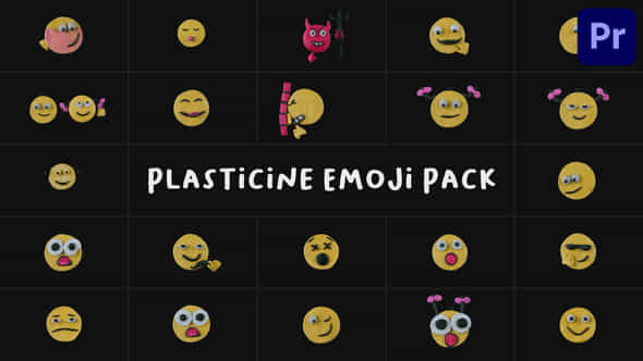 Plasticine Emoji Pack Premiere Pro Mogrt - VideoHive 53627913