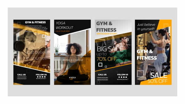 Gym and Fitness Instagram stories - VideoHive 33337665