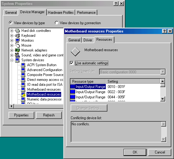 motherboard resources in device manager