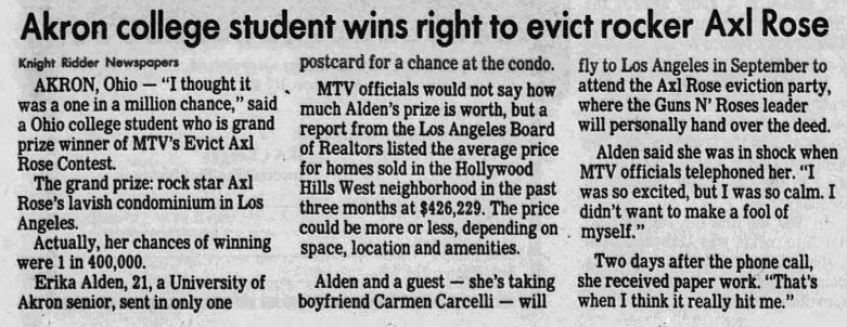 1991.08.27 - Muncie Evening Press - Akron college student wins right to evict rocker Axl Rose ZtDjnI1p_o