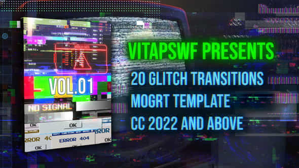 Glitch Transitions Vol 01 Mogrt - VideoHive 48878945