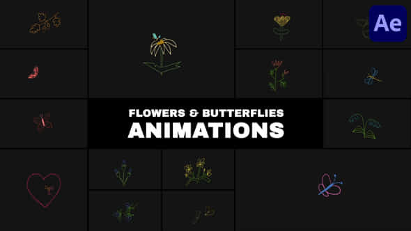Flowers And Butterflies Animations For After Effects - VideoHive 57409535