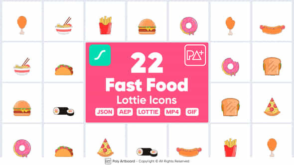 Fast Food Lottie - VideoHive 48663086