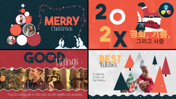 Christmas Cartoon Typography Scenes Davinci Resolve - VideoHive 50039359