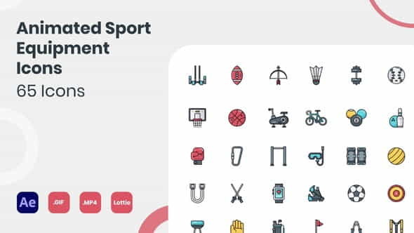 Animated Sport Equipment Icons - VideoHive 34907080