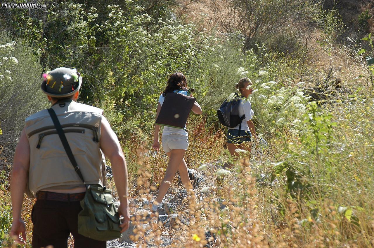 Dirty babes Katie Jordin and Nicole Aniston share stiff boner while hiking(7)