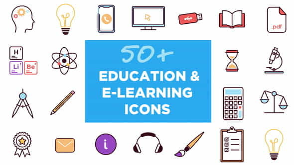 50+ Animated Icons for Education - VideoHive 26768071