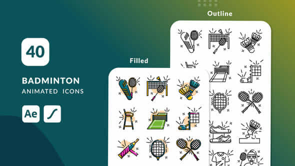 Badminton Animated Icons After Effects - VideoHive 51135676