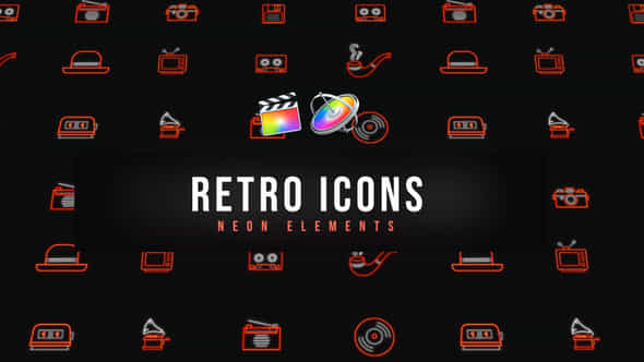 Retro Neon Icons - VideoHive 39207628