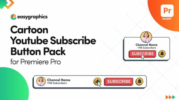 Cartoon Youtube Subscribe Button Pack - VideoHive 32580124