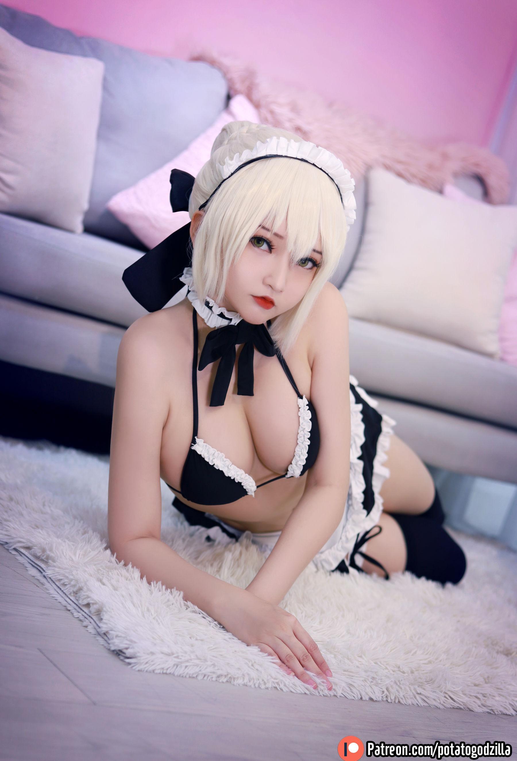 Coser小姐姐Potato Godzilla – Saber Alter Maid 套图(25)