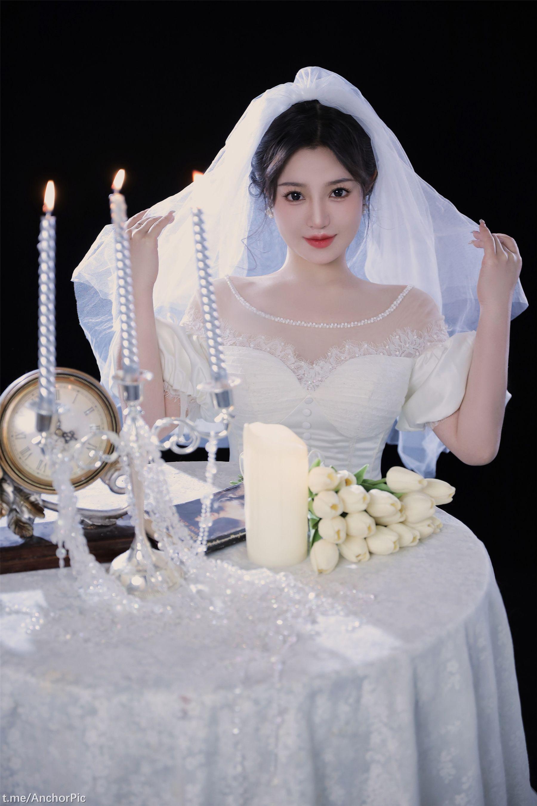 国模套图 桃暖酱《婚纱》(9)