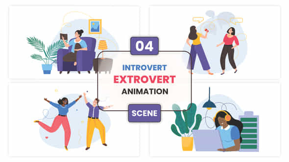 Introvert Extrovert Concept Animation Scene - VideoHive 53532189