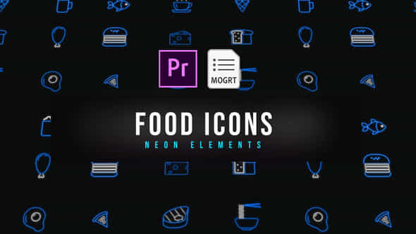 Food Neon Icons - VideoHive 39177583