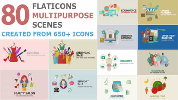 Flat Icons Multipurpose Scenes - VideoHive 17302999